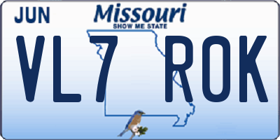 MO license plate VL7R0K