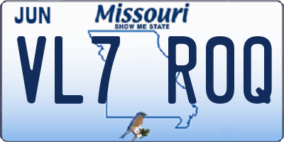 MO license plate VL7R0Q