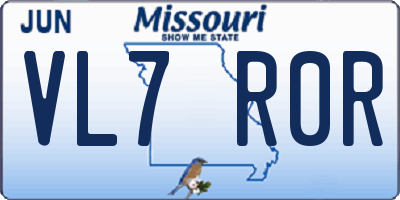 MO license plate VL7R0R