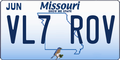 MO license plate VL7R0V