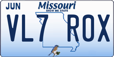 MO license plate VL7R0X