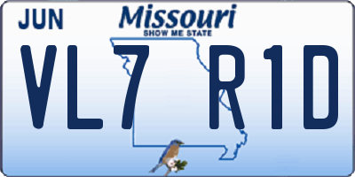 MO license plate VL7R1D