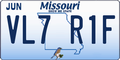 MO license plate VL7R1F