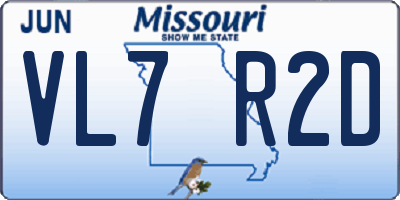 MO license plate VL7R2D