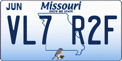 MO license plate VL7R2F