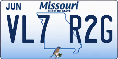 MO license plate VL7R2G