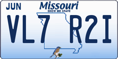 MO license plate VL7R2I