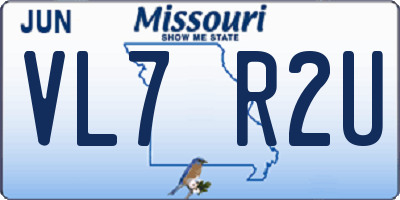 MO license plate VL7R2U
