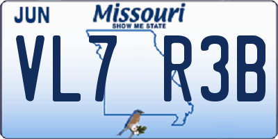 MO license plate VL7R3B