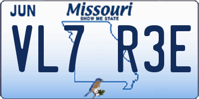 MO license plate VL7R3E