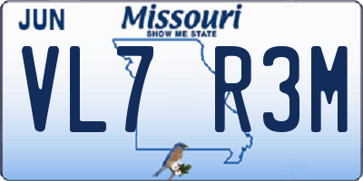 MO license plate VL7R3M