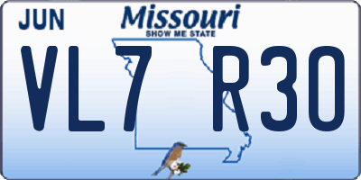 MO license plate VL7R3O