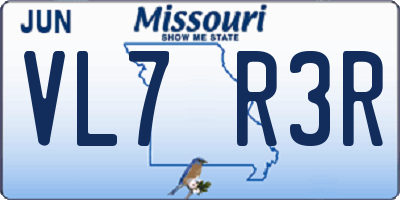 MO license plate VL7R3R