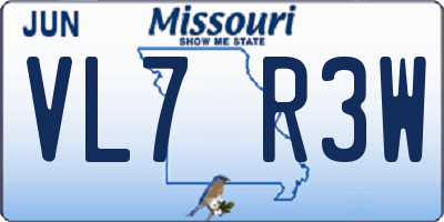 MO license plate VL7R3W