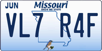 MO license plate VL7R4F
