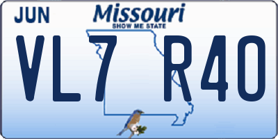 MO license plate VL7R4O