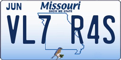 MO license plate VL7R4S