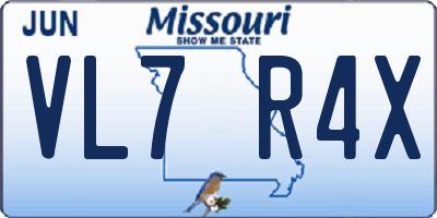 MO license plate VL7R4X