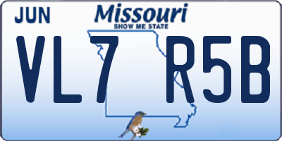 MO license plate VL7R5B