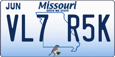 MO license plate VL7R5K