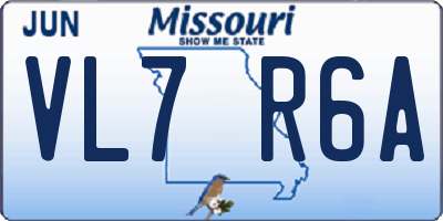 MO license plate VL7R6A