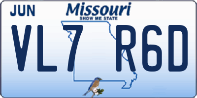 MO license plate VL7R6D