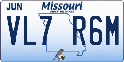 MO license plate VL7R6M