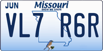 MO license plate VL7R6R