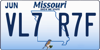 MO license plate VL7R7F