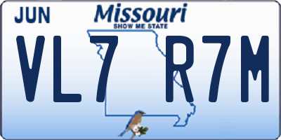 MO license plate VL7R7M