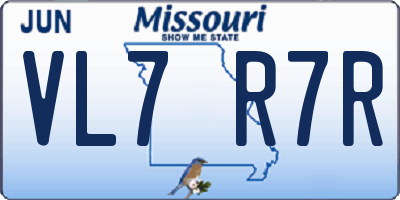MO license plate VL7R7R