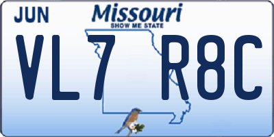 MO license plate VL7R8C