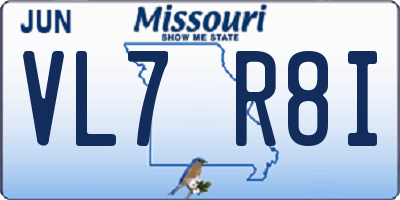 MO license plate VL7R8I