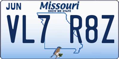 MO license plate VL7R8Z
