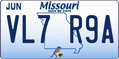 MO license plate VL7R9A