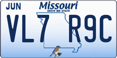 MO license plate VL7R9C