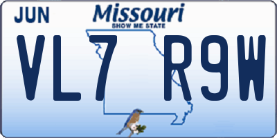 MO license plate VL7R9W