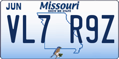 MO license plate VL7R9Z