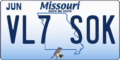 MO license plate VL7S0K