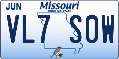 MO license plate VL7S0W