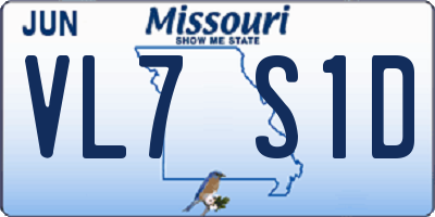 MO license plate VL7S1D