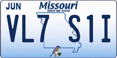 MO license plate VL7S1I