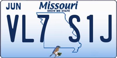 MO license plate VL7S1J