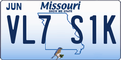 MO license plate VL7S1K