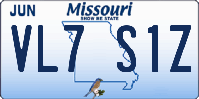 MO license plate VL7S1Z