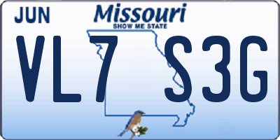 MO license plate VL7S3G