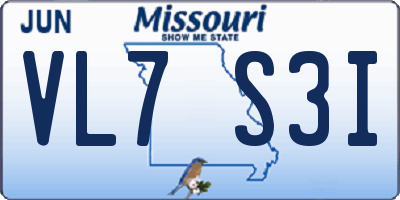 MO license plate VL7S3I