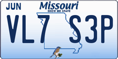 MO license plate VL7S3P