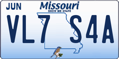 MO license plate VL7S4A