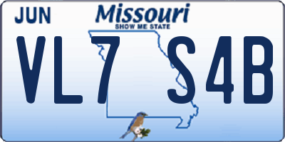 MO license plate VL7S4B